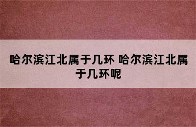 哈尔滨江北属于几环 哈尔滨江北属于几环呢